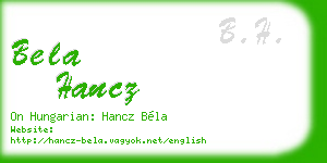 bela hancz business card
