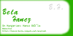 bela hancz business card